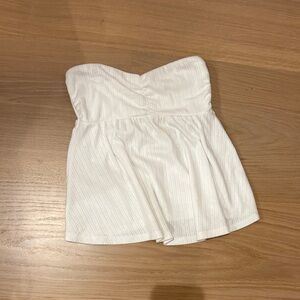 Hollister White Strapless Ribbed Bustier Top